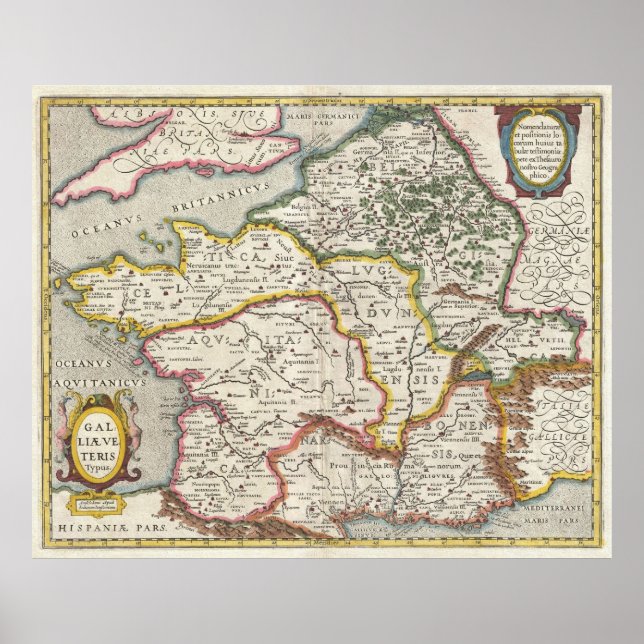 Póster Mapa de época de Francia (1657) (Frente)