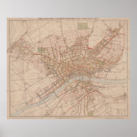Mapa de época de Frankfurt Alemania (1880)