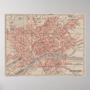 Póster Mapa de época de Frankfurt Alemania (1900)