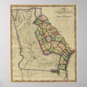 Póster Mapa de época de Georgia (1817)