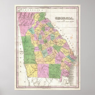 Póster Mapa de época de Georgia (1827)