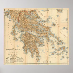 Póster Mapa de época de Grecia (1894)