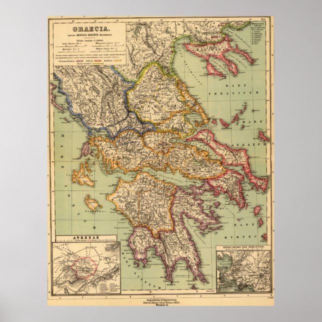Póster Mapa de época de Grecia (1903) (Frente)