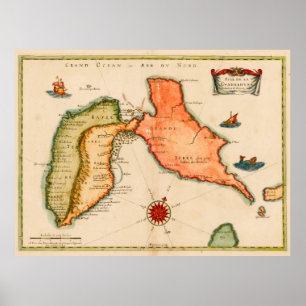 Póster Mapa de época de Guadalupe (1650)