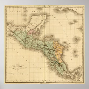 Póster Mapa de época de Guatemala (1825)
