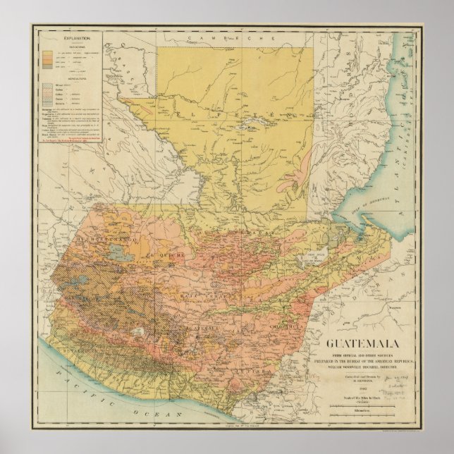 Póster Mapa de época de Guatemala (1902) (Frente)