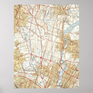 Póster Mapa de época de Hackensack NJ (1940)