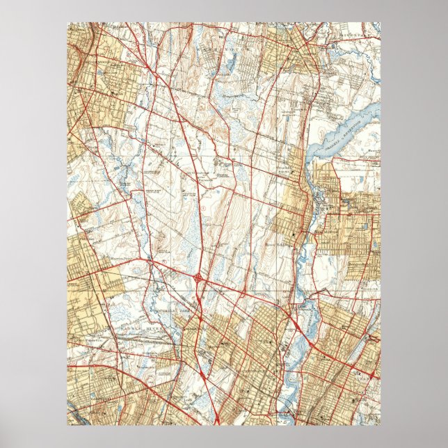 Póster Mapa de época de Hackensack NJ (1940) (Frente)