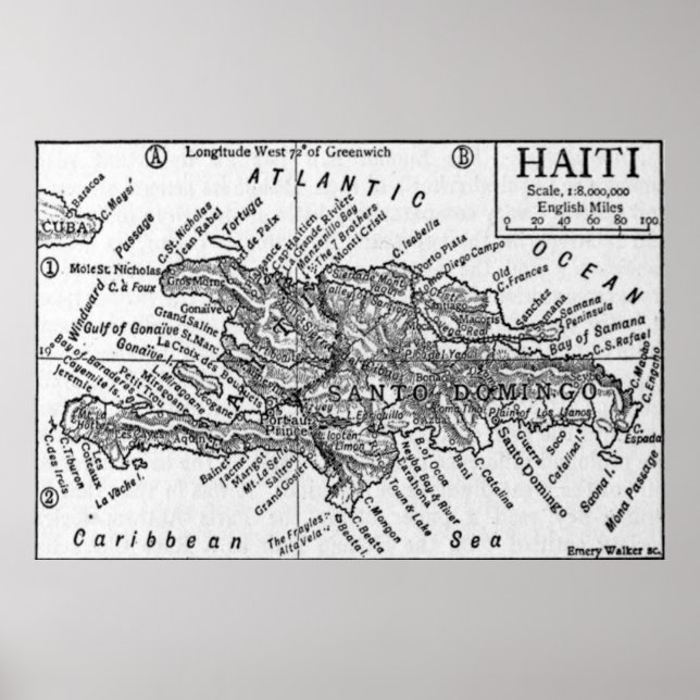 Póster Mapa de época de Haití (1911) (Frente)
