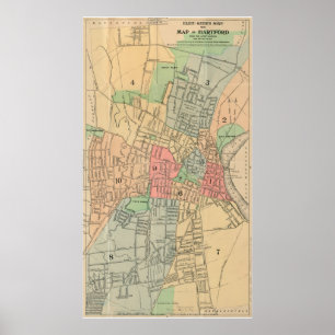 Póster Mapa de época de Hartford Connecticut (1903)