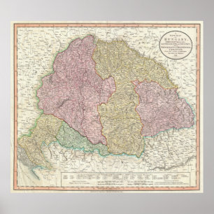 Póster Mapa de época de Hungría (1799)
