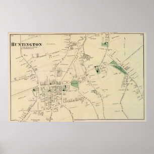 Póster Mapa de época de Huntington NY (1873)