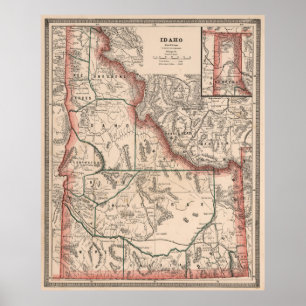 Póster Mapa de época de Idaho (1883)