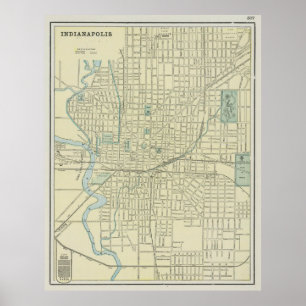 Póster Mapa de época de Indianápolis Indiana (1901)