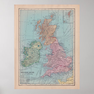 Póster Mapa de época de Inglaterra