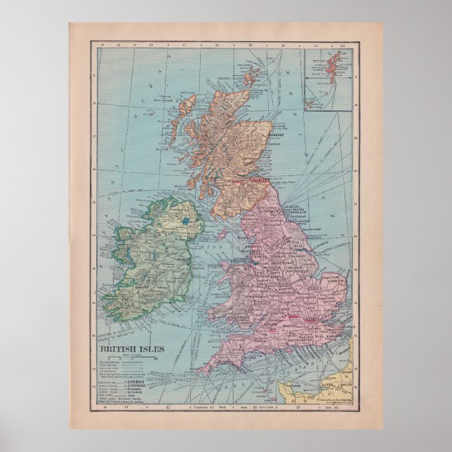 Póster Mapa de época de Inglaterra (Frente)