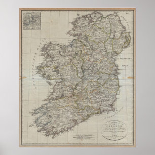 Póster Mapa de época de Irlanda (1804)