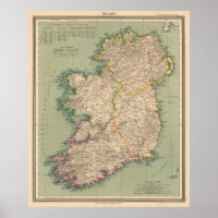 Mapa de época de Irlanda (1888)