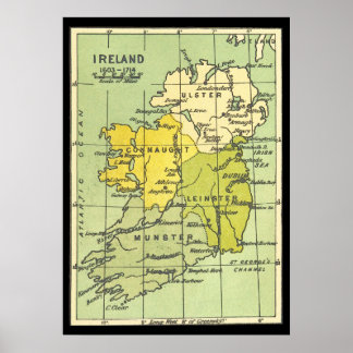 Póster Mapa de época de Irlanda Circa 1603-1714