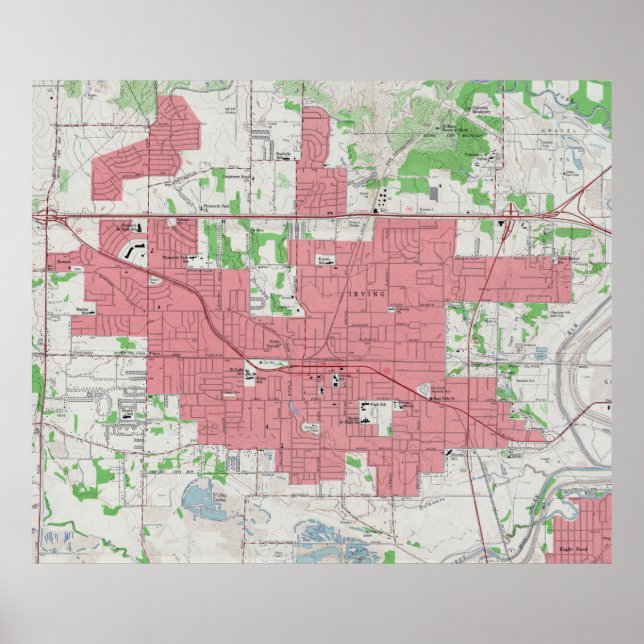 Póster Mapa de época de Irving Texas (1959) (Frente)