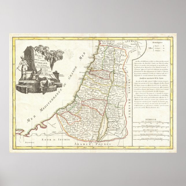 Póster Mapa de época de Israel (1770) (Frente)