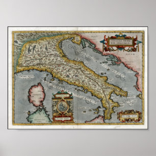 Póster Mapa de época de Italia (1584)