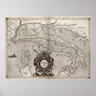Póster Mapa de época de Italia (1618)