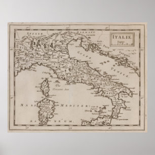 Póster Mapa de época de Italia (1681)