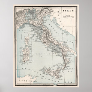 Póster Mapa de época de Italia (1893)