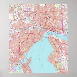 Póster Mapa de época de Jacksonville Florida (1964)