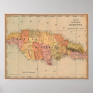 Póster Mapa de época de Jamaica