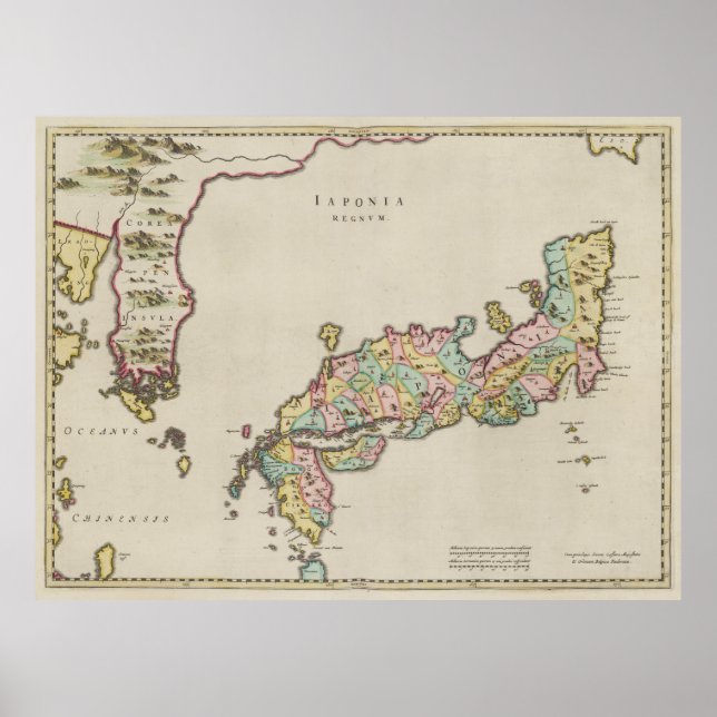 Póster Mapa de época de Japón (1665) (Frente)