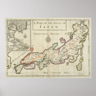 Póster Mapa de época de Japón (1684)