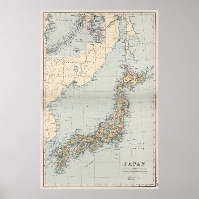 Póster Mapa de época de Japón (1892) (Frente)