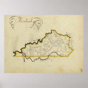 Póster Mapa de época de Kentucky (1823)