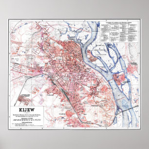 Póster Mapa de época de Kiev Ucrania (1918)