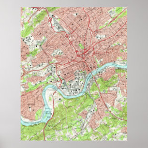 Póster Mapa de época de Knoxville Tennessee (1966)