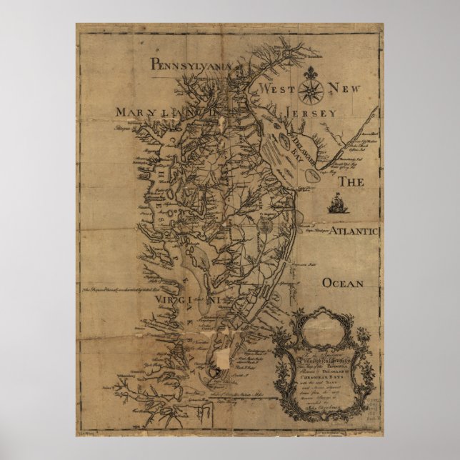 Póster Mapa de época de la bahía de Chesapeake (1778) (Frente)