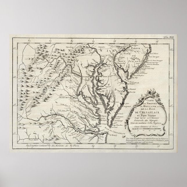 Póster Mapa de época de la bahía de Chesapeake (1780) (Frente)