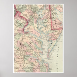 Póster Mapa de época de la bahía de Chesapeake (1875)