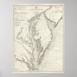 Póster Mapa de época de la bahía de Chesapeake (1893)