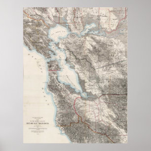 Póster Mapa de época de la bahía de San Francisco (1873)