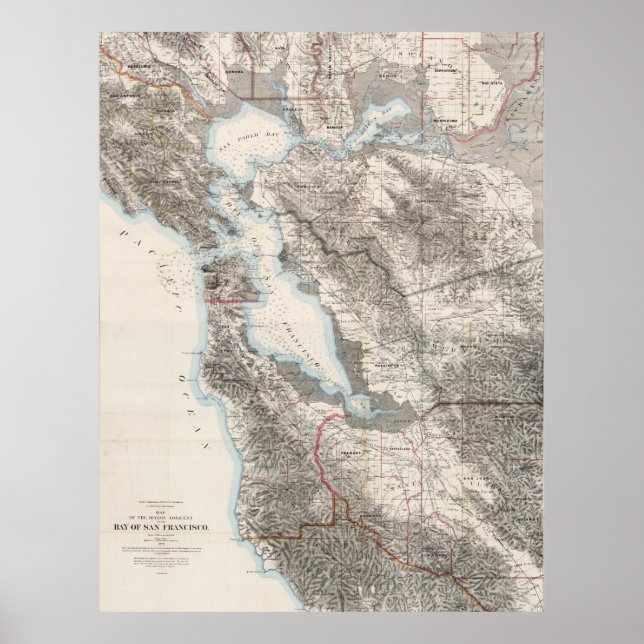 Póster Mapa de época de la bahía de San Francisco (1873) (Frente)