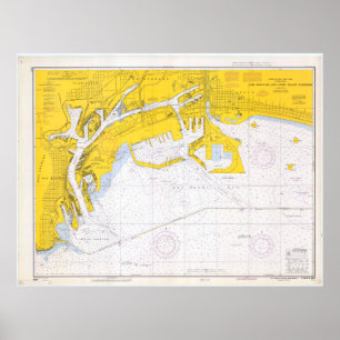 Póster Mapa de época de la bahía de San Pedro (1970)