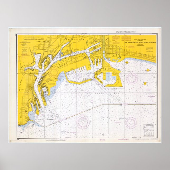 Póster Mapa de época de la bahía de San Pedro (1970) (Frente)