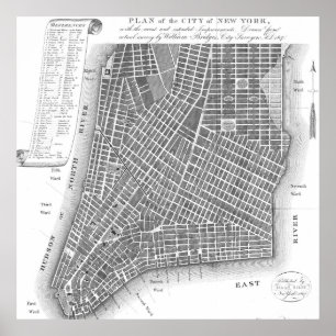 Póster Mapa de época de la Baja ciudad de Nueva York (180