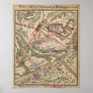Póster Mapa de época de la batalla de Chantilly (1865)