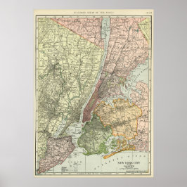 Póster Mapa de época de la ciudad de Nueva York
