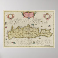 Mapa de época de la Grecia de Creta (1665)