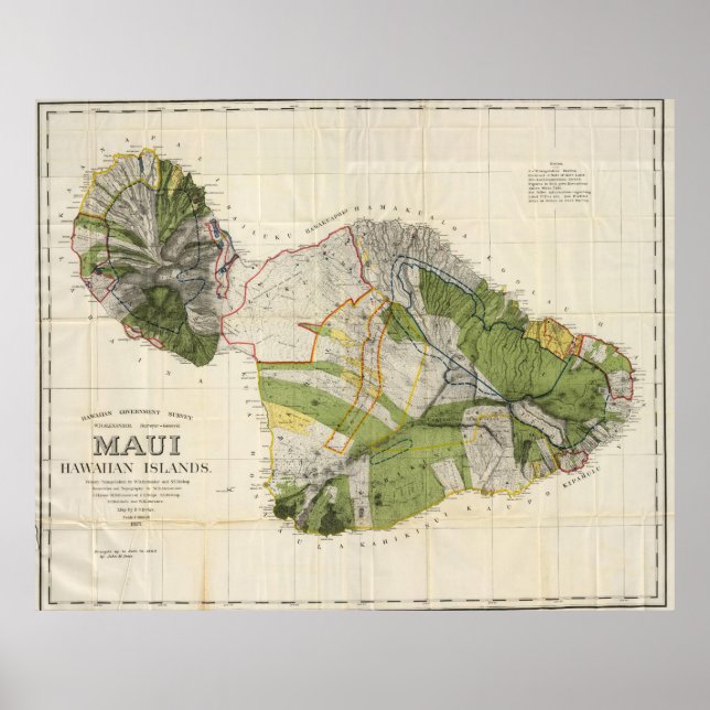 Póster Mapa de época de la isla de Maui (1906) (Frente)